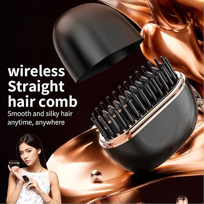 2-in-1 Cordless Hair Straightener Comb, Mini Hair Straightener, Rechargeable Wireless Portable Hair Straightener Brush, Anti Scald Shell, Portable for Home Travel Gift