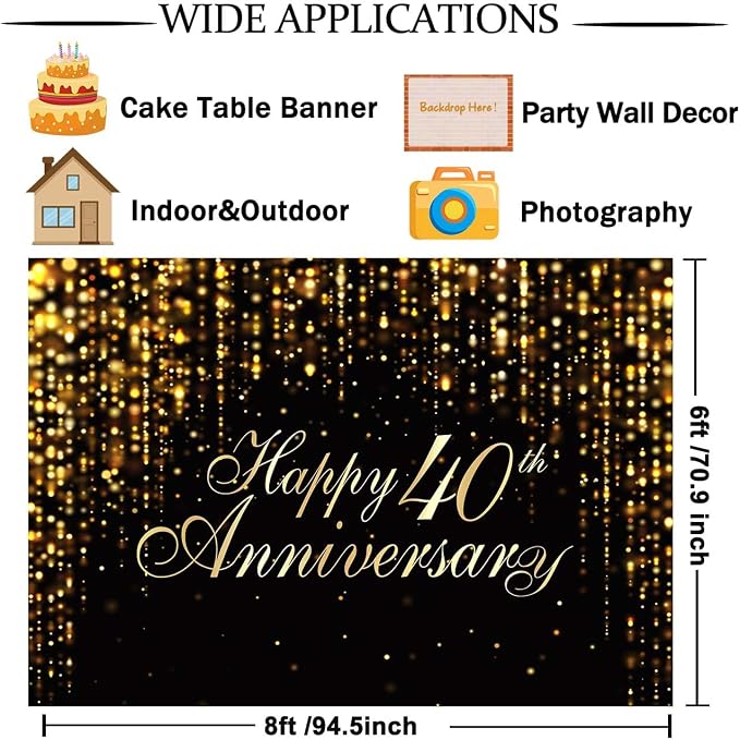 Happy 40th Anniversary Backdrop - Image 6
