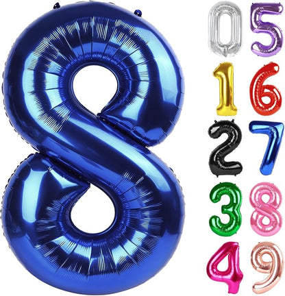 NightBlue Number 8 Balloon 40 Inch, 8th Birthday Decorations Men Women | Foil by IWERP