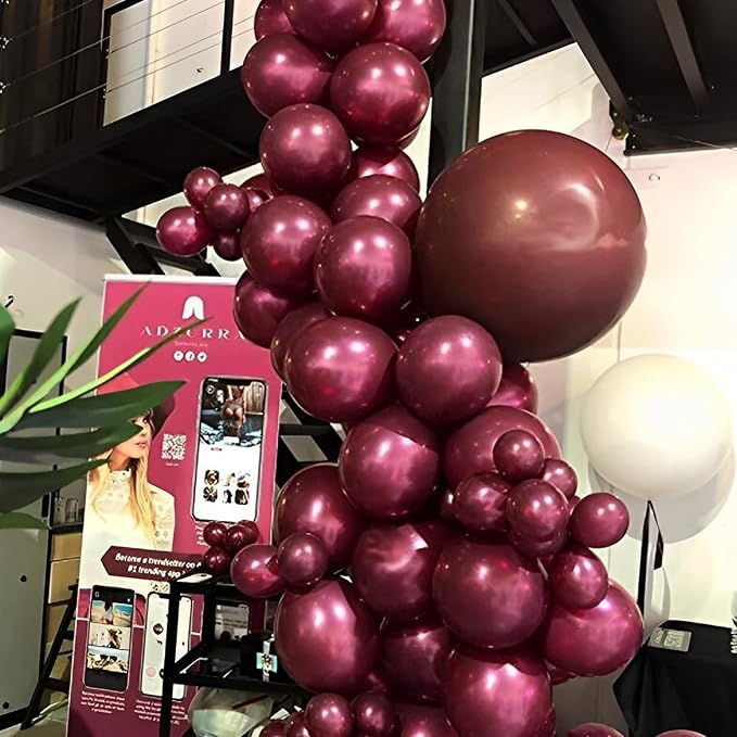 Voircoloria 110pcs Burgundy Maroon Latex Party Balloons, 12inch | - Image 5