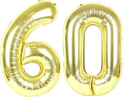 60 Balloon - Champagne Gold Birthday Number Balloons, 40 Inch Decorations | by ALPHADELTAPI