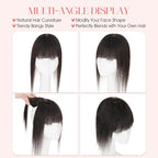 Hairro Mono Hair Toppers with Bangs, 3.4" x 3.4" Mono Base 100% Real Human Hairpieces for Women, 150% Density Clips In Topper for Greyish Thinning Hair, 20 Inch Natural Black