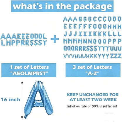 98 Pcs Baby Blue Letter Balloons, Custom 3 Set A-Z Set - Image 3