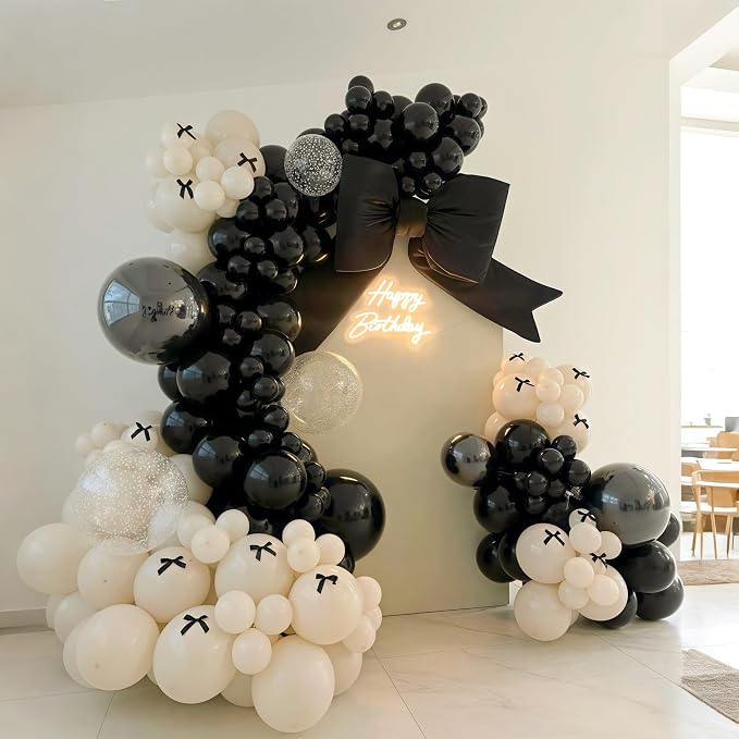 Black White Gold Balloon Garland Kit - Image 8