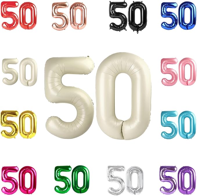 Cream Number 50 Balloon 40 Inch by IWERP