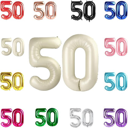 Cream Number 50 Balloon 40 Inch by IWERP