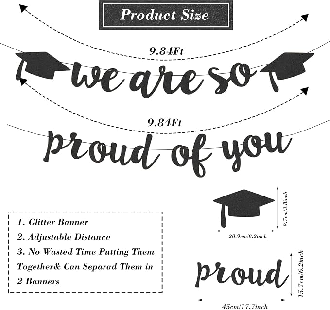 2026 Graduation Decorations Pre-Strung Blingbling We Are So Proud of You Banner - Image 7