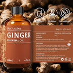 SU JUABA Ginger Oil 4 Fl Oz, 100% Pure Natural for Massage, Diffuser, Aromatherapy, Hair & Skin Care - 118ML