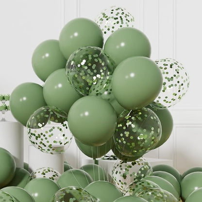 AULE 42Pcs Latex 12 Inch Sage Green Confetti Balloons Set | Sage Green Party by AULE