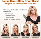 Round Hair Brush Blow Dryer (Yellow-Black, 1.2 Inch)