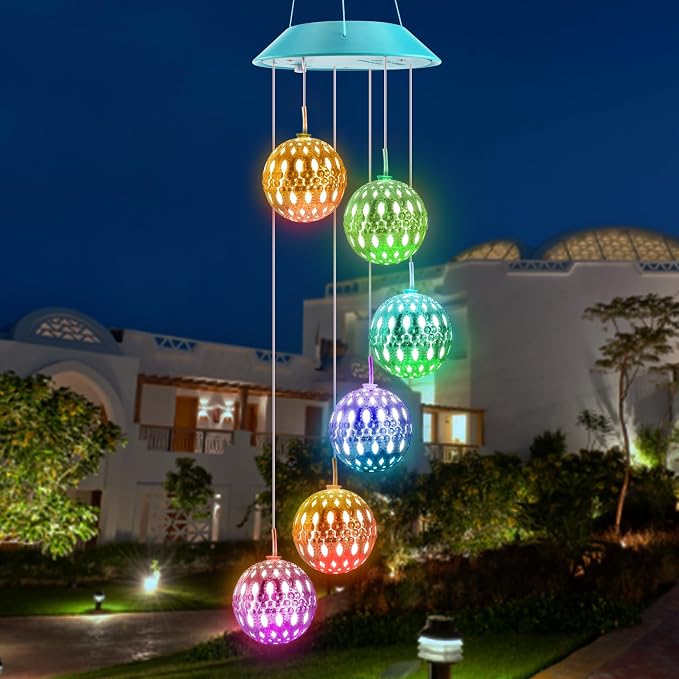 Toodour Solar Wind Chime, Color Changing Moroccan Ball Wind Chimes | LED by Toodour