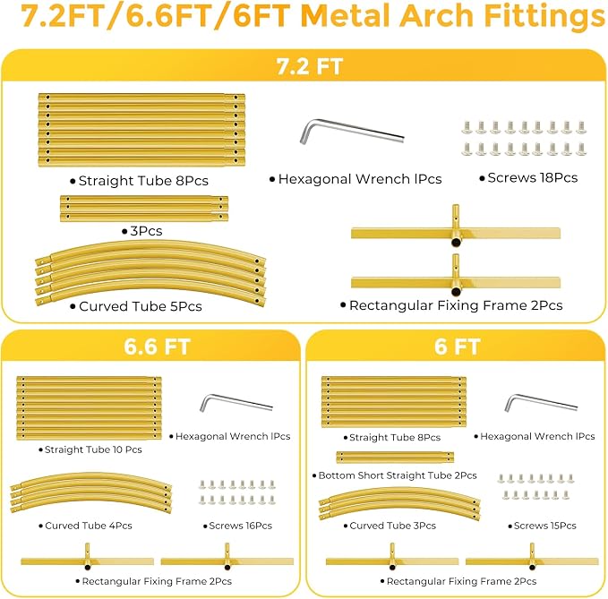 Metal Arch Backdrop Stand 7.2FT & 6.6FT & 6FT Gold Wedding Arch Frame, Balloon - Image 6