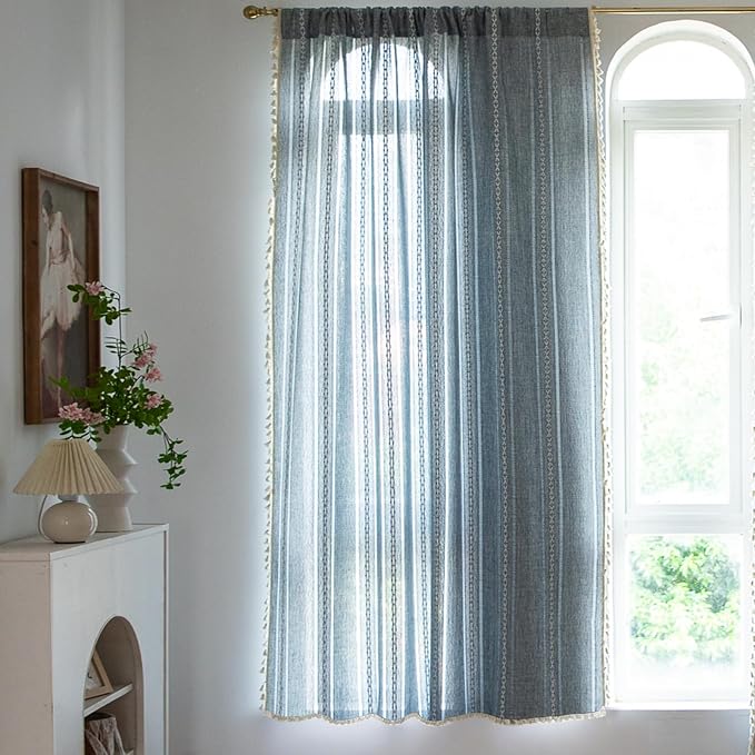 Sutuo Home Boho Curtains for Bedroom Living Room Kitchen, Semi-Blackout French - Image 3