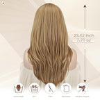 SOFEIYAN Long Straight Layered Wig with Bangs 24 Inch Synthetic Natural Hair Wig Soft Heat Resistant Long Wigs for Women Daily Party Use