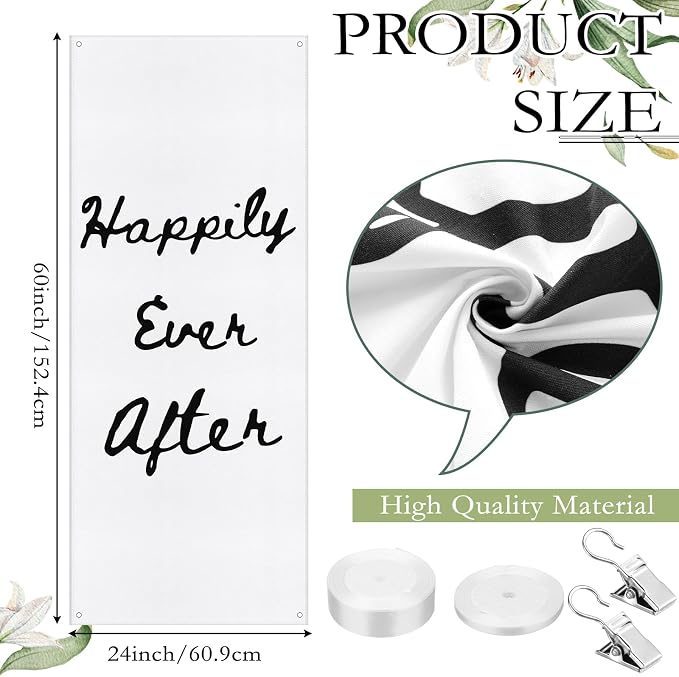 Yousoontic Happily Ever After Linen Rustic Wedding Welcome Banner Plain - Image 2