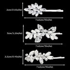 6 Pieces Delicate Bridal Hair Clips, Rhinestone Leaf Wedding Hair Pins, Crystal Bobby Pins, Silver Elegant Hairpins Jewelry Accessories Barrette for Brides Bridesmaids Flower Girls