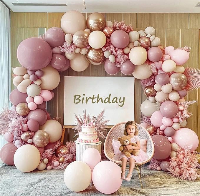 Dusty Pink Beige Rose Balloon Garland Double Stuffed | Mauve Light Pink Blush - Image 2