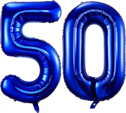 Navy Blue 50 Balloon Numbers, 40 Inch Dark Blue 50 Birthday Balloons Large Foil by BBPOOL