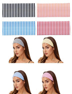 Striped Headbands for Women Elastic Thick Yoga Workout Headband Non Slip Hair Band Hair Accessory,4 Pack