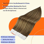 Full Shine Tape in Hair Extensions Human Hair Color 4 Medium Brown Highlight 27 Honey Blonde Fashion Invisible Double Sided Hair Extensions Tape in 20PCS Natural Straight Remy Hair 50g for Party