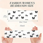 6 Pack Headbands for Women Trendy Bow Print, Cherry Thick Elastic Headbands Non Slip Fashion Head Bands for Workout Yoga Running Sport