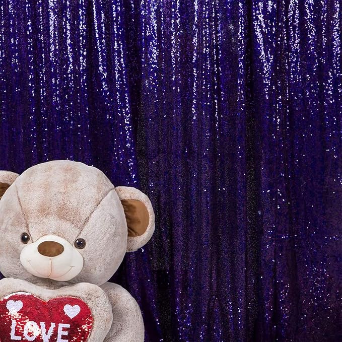 JYFLZQ Purple Sequin Backdrop Curtains 2ft x 8ft 4 Panel Glitter Photo Booth - Image 2
