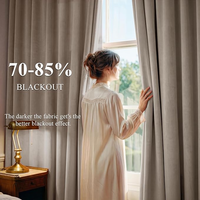Camel Beige Velvet Curtains Extra - Image 3