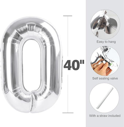 Number Balloons 1 Balloon Silver - Image 5
