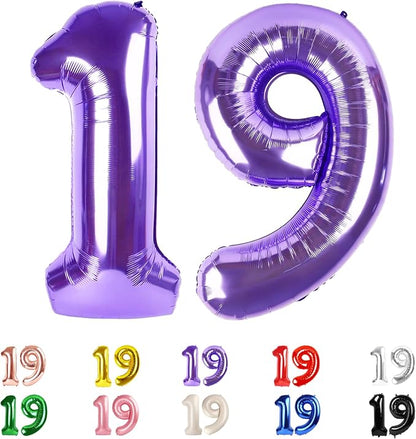 19 Balloon Numbers 40Inch for 19th Year Old Birthday Decorations, Inflation by Mluchee
