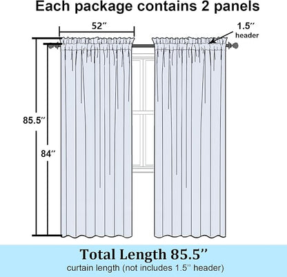 Simplebrand Semi Sheer Dusty Blue Curtains 84 Inches Long 2 Panels, Light - Image 2
