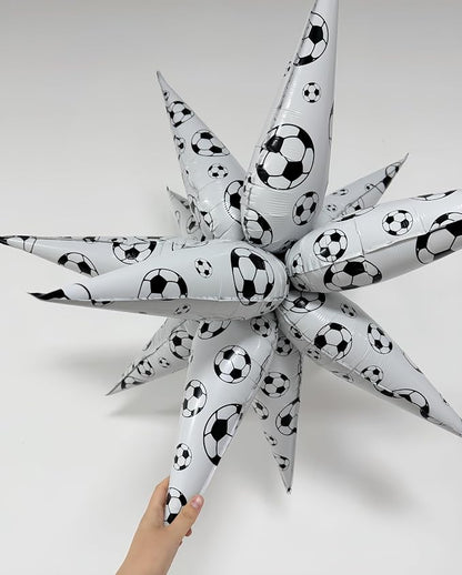 4D Soccer Ball Balloons 32 Inch/Black White Soccer Explosion Star Foil Balloons - Image 3
