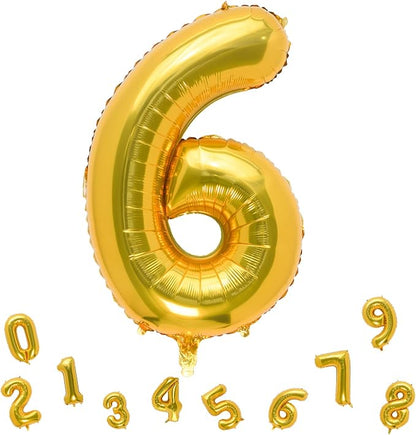 32 Inch Gold Number 6 Balloons Foil Ballon Digital Birthday Party Decoration by MEIDUOCO