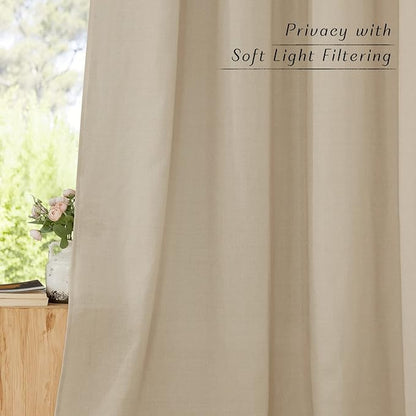 NICETOWN Linen with Polyester Curtains 72 inch Length 2 Panels, Grommet Privacy - Image 5