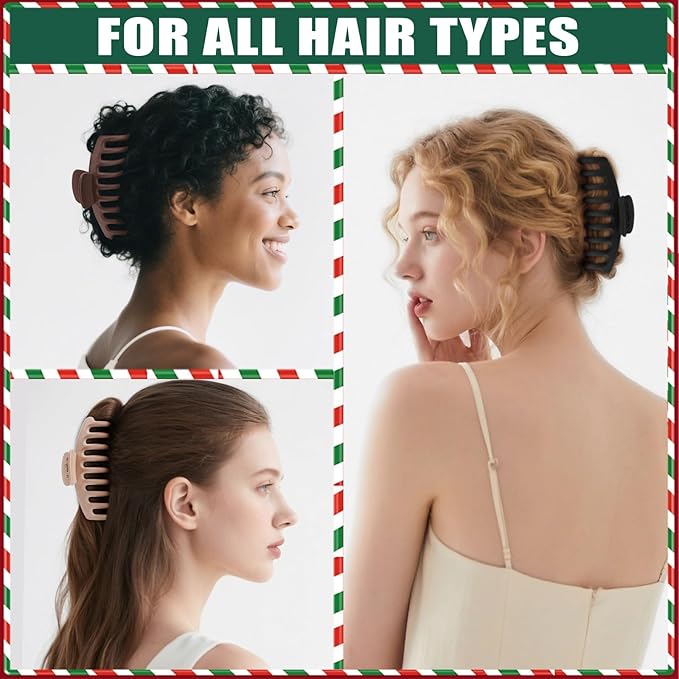 TOCESS Hair Claw Clips for Women - 8PK Large Neutral Matte Jumbo Hair Clips for Thick, Thin, Long, Short, Curly Hair Girls, Big Jaw Clip Set for Daily Use