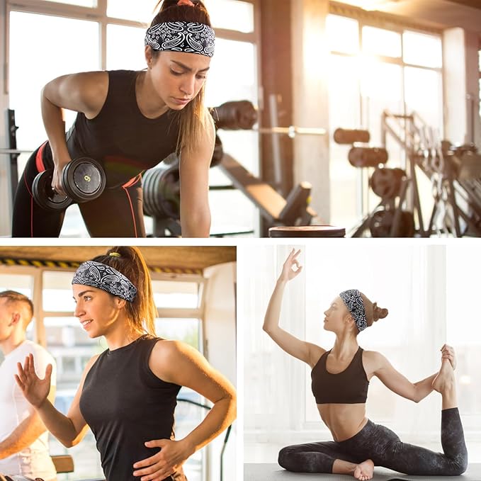 DRESHOW Yoga Sports Headbands for Women Elastic Non-Slip Headbands Workout Running Hair Bands 6 Pack