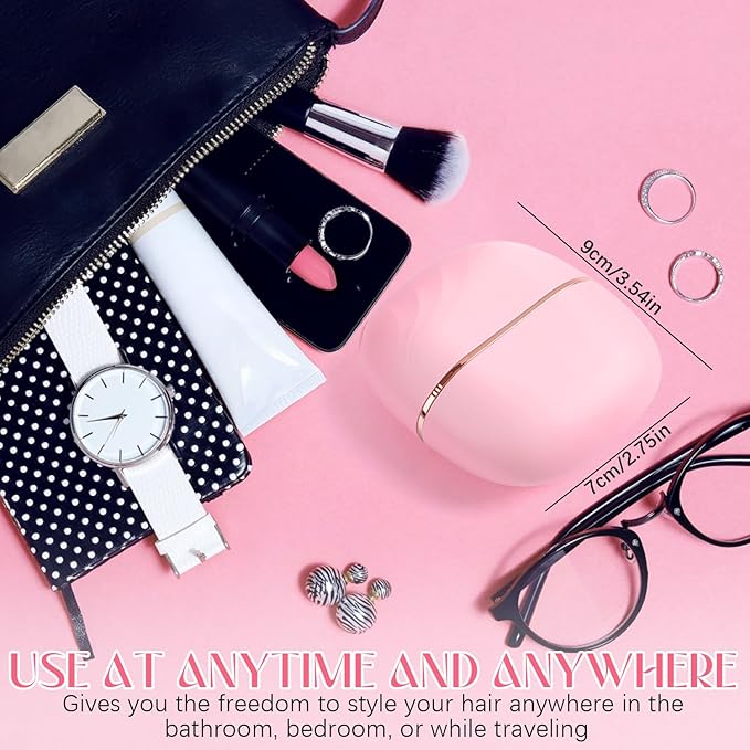 Mini Hair Straightener, Rechargeable Wireless Portable Hair Straightener Brush, 3-Speed Temperature Control, Anti Scald Shell, Lightweight & Portable for Travel (Pink)