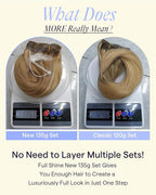 Full Shine Blonde Balayage Hair Extensions Real Human Hair Clip ins 16 Inch Golden Blonde Highlight Dirty Blonde Clip in Real Hair Extensions 7 Pcs 135 G