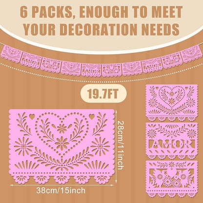 TaoBary 6 Pcs Papel Picado Mexican Wedding Cielito Lindo Party Decor 118 Feet - Image 2