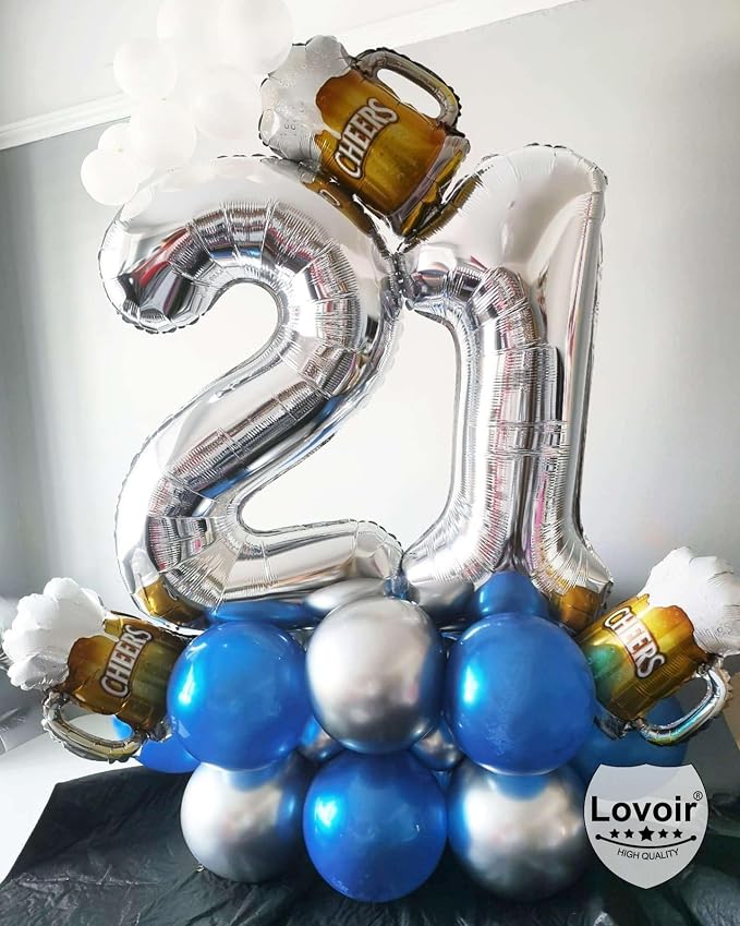 Silver 20 Number Balloons, 40 Inch Giant Number 20 Balloons Foil Mylar Helium - Image 7