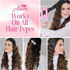 Alure Three Barrel Curling Iron Wand Hair Waver with LCD Temperature Display - 1 Inch Ceramic Tourmaline Triple Barrels, Dual Voltage Crimp (White/Pink)
