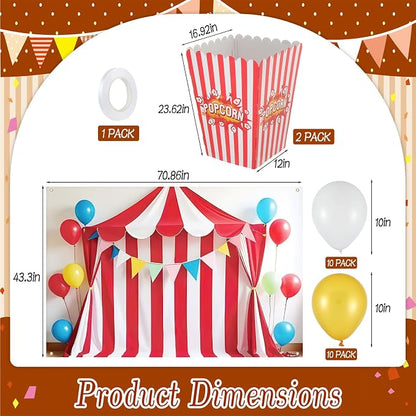 103 Pcs Carnival Circus Party Decorations Set Includes Red White Circus - Image 2