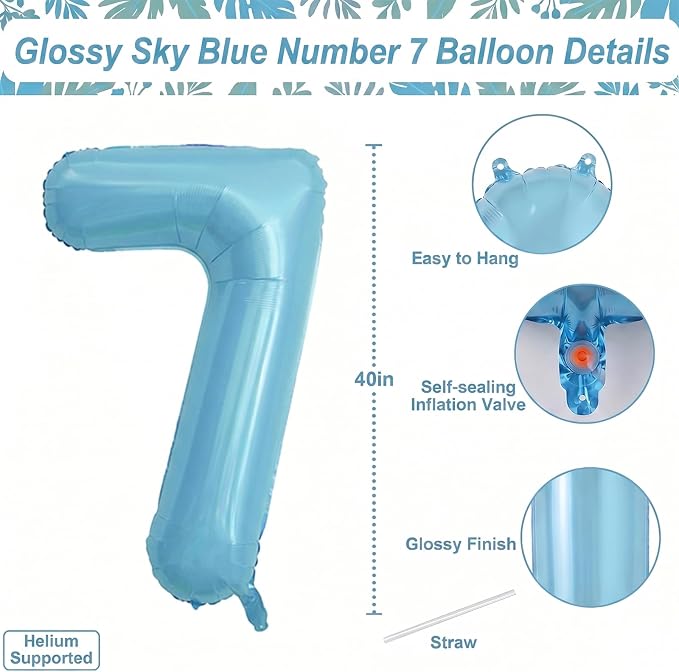 Pearlescent Blue Number 17 Balloon 40 Inch, Giant Light Blue Foil 17th Birthday - Image 4