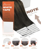 Sunny Hair Brown Tape in Hair Extensions 20 Inch Remy Tape in Extensions Human Hair Balayage Brown Tape ins Human Hair Extensions 20Pcs 50g
