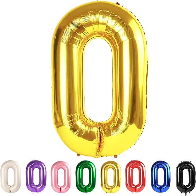 Large Number 0 Balloons Gold Birthday Party Decorations by Mluchee