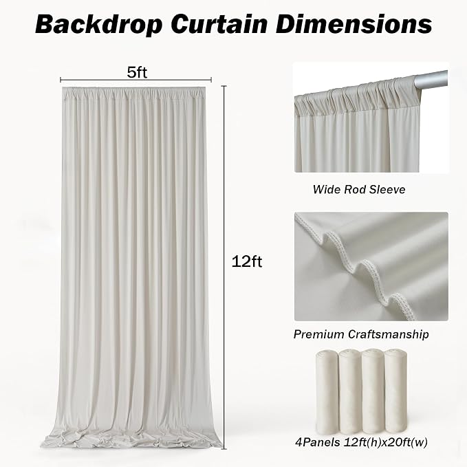 20ft×12ft Beige Backdrop Curtain - Image 8