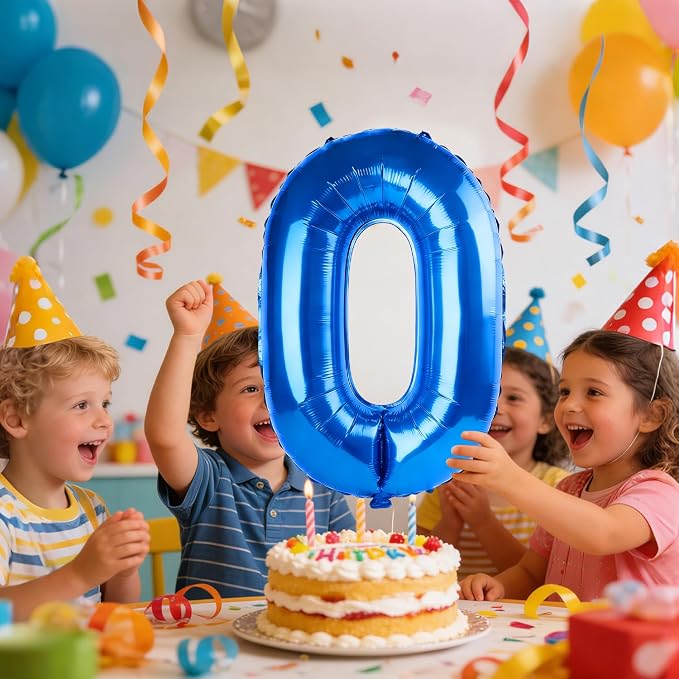 40 Inch Number 0 Balloons for Birthday Party Decorations, 0-100 Dark Blue Large - Image 2
