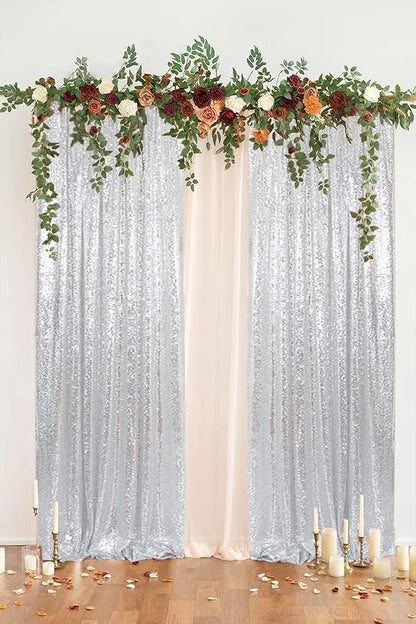 PartyDelight Silver Sequin Backdrop Curtains 2x8ft 2 Panels | Sparkly 3mm - Image 8