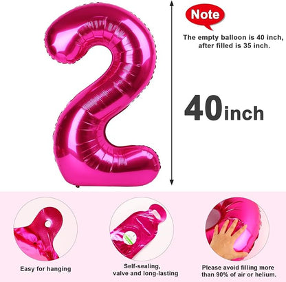 2 Balloon Number 40 Inch Hot Pink Balloons - Image 5