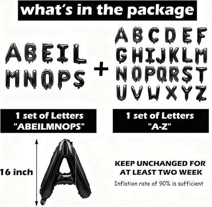 36 Pcs Black Letter Balloons, Custom A-Z Set - Image 3