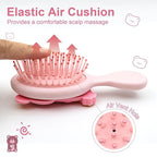 Mini Toddler Hair Brush Detangler Brush Kids Detangling Hairbrush Soft Massage Comb Small Travel Hair Brush for Thick Curly Thin Long Short（Pink）